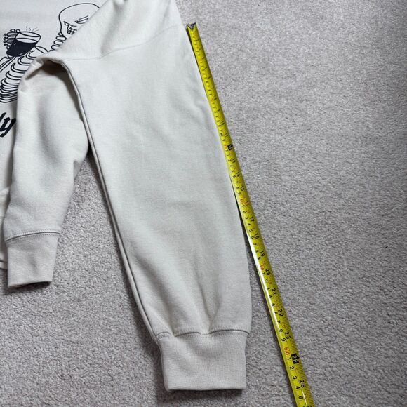 Kittenish Unisex Beige Medium Sweatshirt Cotton 'Barely Awake' Skeleton Print - Picture 11 of 12